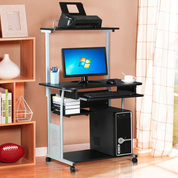 Small Rolling Computer Desk Study Writing Work Table Printer Shelf Computer Desk Study Writing Work Table