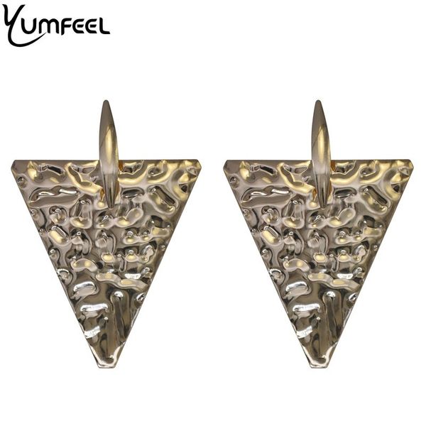 

yumfeel new punk style earrings gold color geometry triangle big stud earrings for women jewelry, Golden;silver