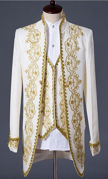 

italy printed men ivory suits for wedding embroidered groom black tuxedos groomsmen blazer man jacket 3piece costume homme terno masculino, Black;gray