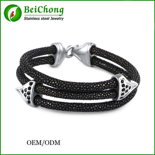 

friend new fashion anchor bracelets stingray leather bracelet for women man friends gift pulseira with cz, Golden;silver