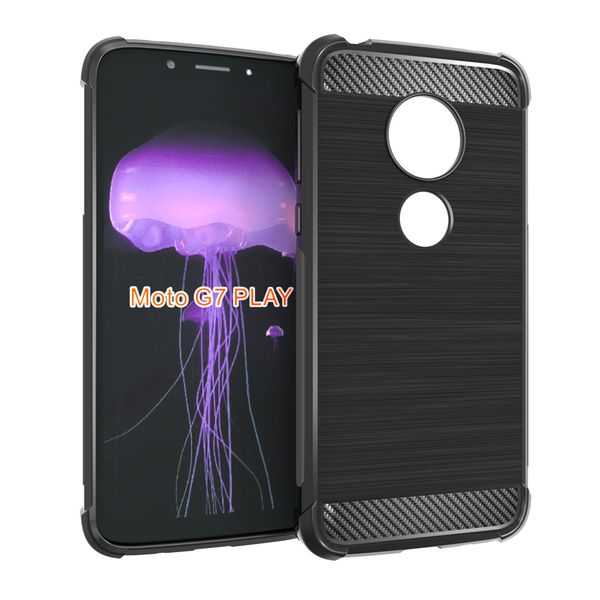 

carbon fiber drawing tpu gel skin non-slip soft shockproof case cover for moto g7 play