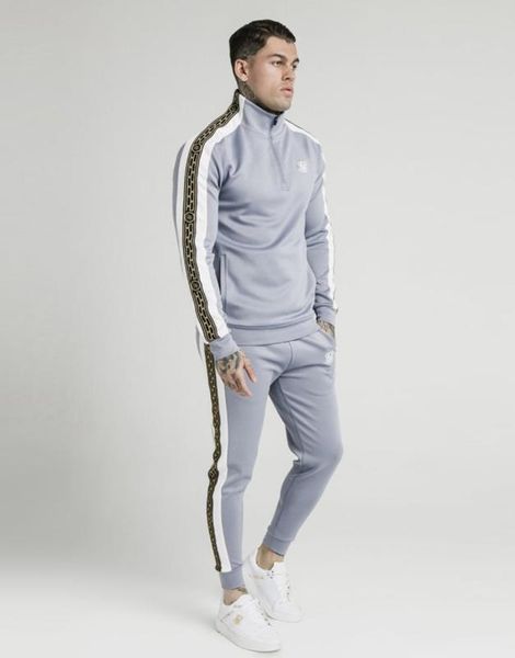 

siksilk panelled racer 1/4 zip funnel neck full set - tracksuit, Gray