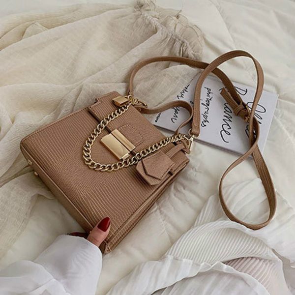 

fashion lizard pattern women's handbags chic metal chain women shoulder crossbody bag pu leather ladies handbag messenger bags