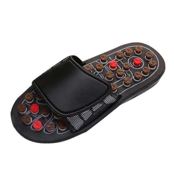 

new acupoint massage slippers sandal for men feet chinese acupressure therapy medical rotating foot massager shoes unisex, Black