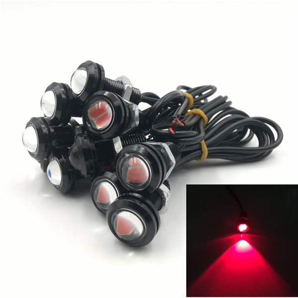 

10pcs red 12v 9w 18mm light 2 led 2led eagle eye drl daytime running motor car lamp backupfog auto