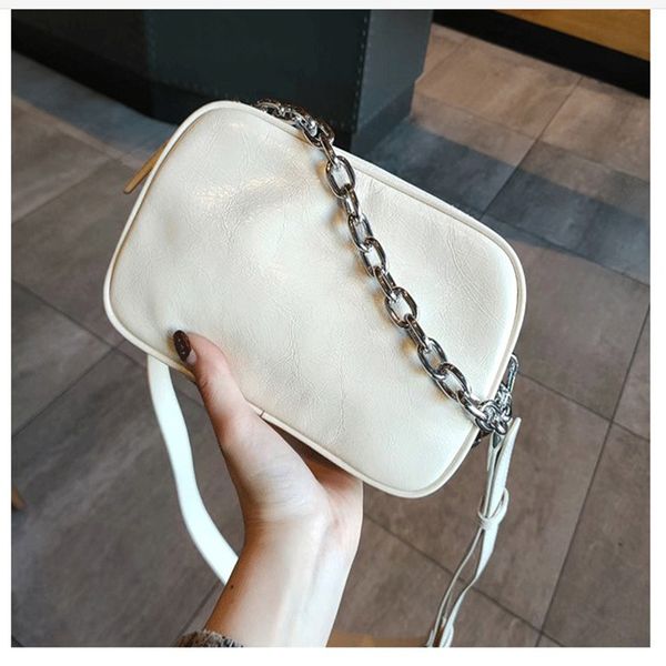 

2020 новая мода натуральная кожа цепи женщин сумки элегантные дамы небольшой площади плеча сумка кошелек сумка белый