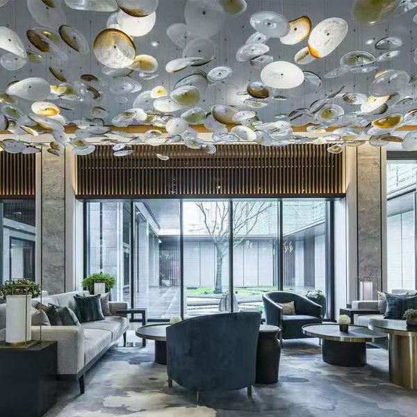 

2020 big chandelier blown art glass platter plate ceiilng art decor for home and l