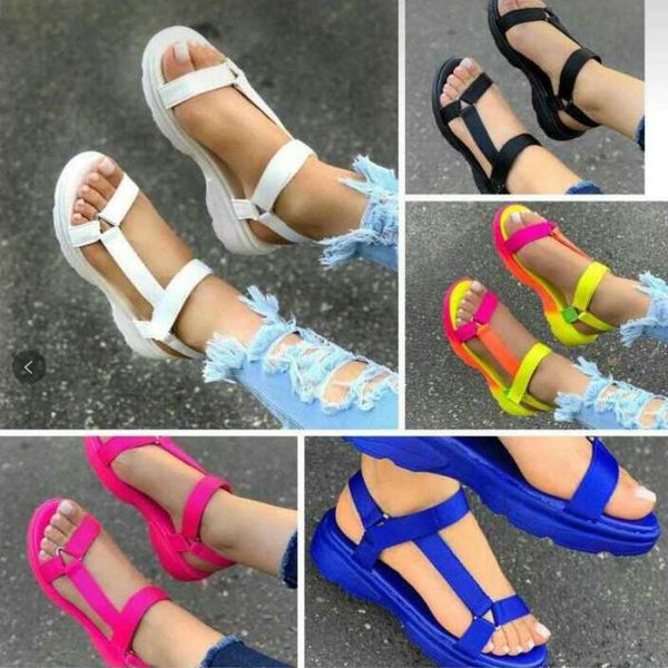 

summer women sandals platform flat heels thick sole open toe hook&loop fashion casual beach ladies shoes sandalias mujer 2018, Black