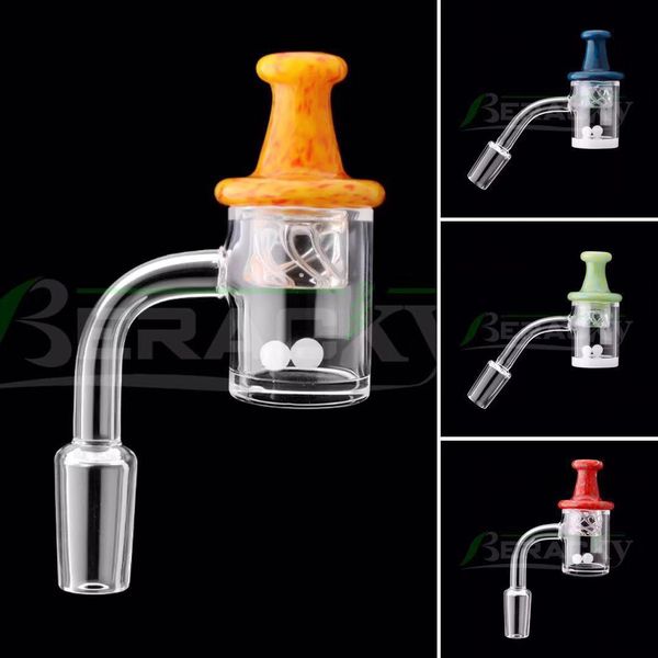 

Beracky Beveled Edge 4mm Clear/Opaque Bottom Quartz Banger With Glass Spinning Cap 25mmOD 10mm 14mm 18mm Male Female Quartz Nails Dab Rigs