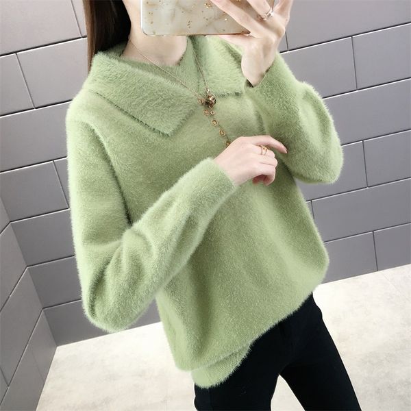

5625 (dongfang no. 1 row) autumn and winter new style slim knitted wool pure colour suit woman sweater 49ff, White;black