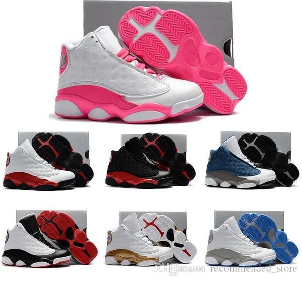 

boys girls kids 13s white pink dmp basketball shoes children baby 13 black blue kid gifts sneakers size 7c- 3y
