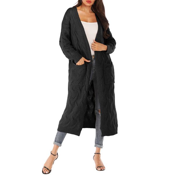 

autumn coat women knit cardigan sweater coat long sleeve knitting open cape casual blouse kimono jacket cardigan #y3, Black;brown