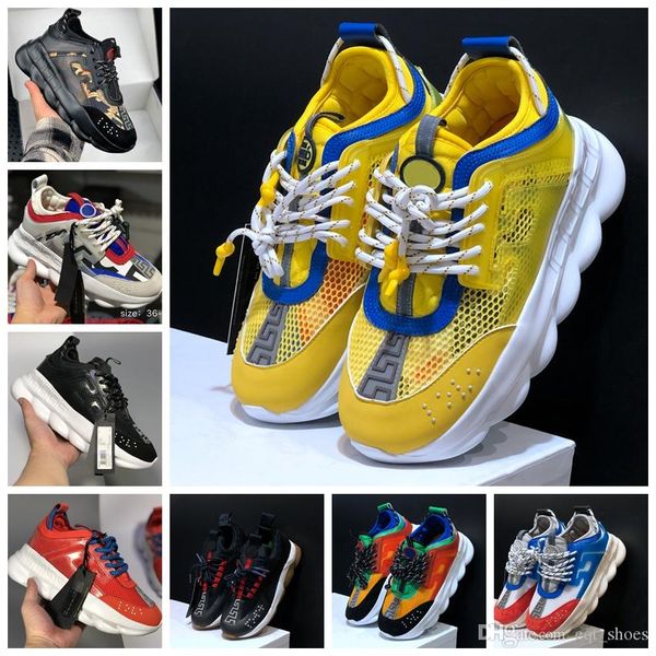 

2019 chain 2 reaction sneakers males mens luxury designer shoes females womens sport trainers casual fashion shoes sneakers with dust, Black