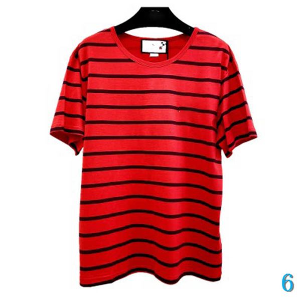 

2020 early spring mouse year mouse g striped short sleeve chest embroidered cotton t-shirt sale women red stripe t-shirt6, White