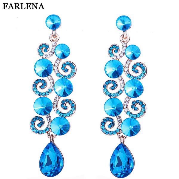 

fashion vine shape bling crystal long earrings drop earrings for women wedding party jewelry accessory, Golden