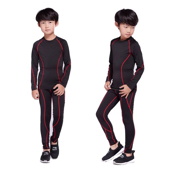 

kids suit sportswear quick-drying pants tights sport wear for kids 2 piece tracksuit football training winter thermal underwear