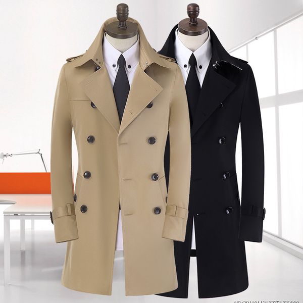 

men's trench slim outerwear overcoat medium-long british style plus size s--l-xl-2xl-3xl-4xl-5xl-6xl-7xl-8xl-9xl spring, autumn, Tan;black