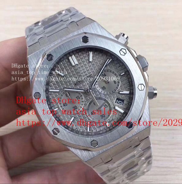 

4 style version stainless steel 41mm dial japan vk quartz movement chronograph features mans watches, Slivery;brown