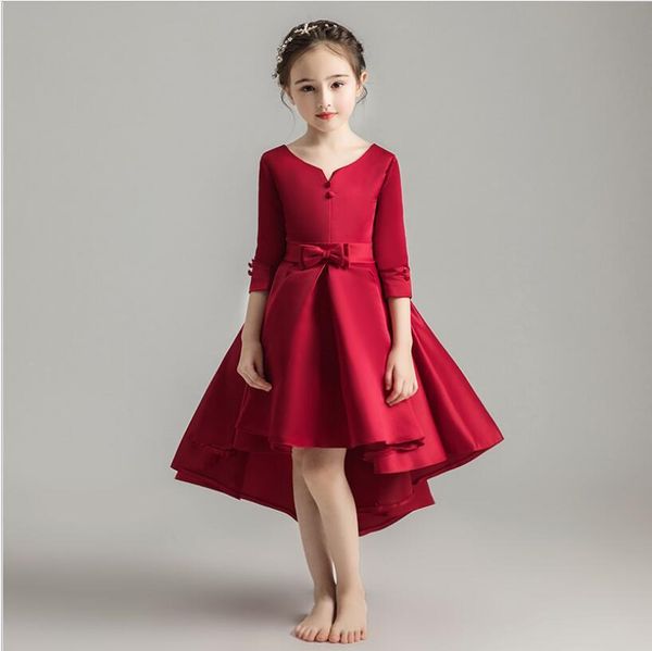 

satin flower gil party princess dress wedding gown for girls costume bridesmaid christmas dress first communion vestidos t200417, Red;yellow