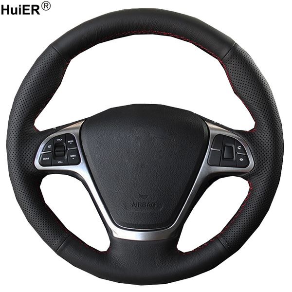 

huier hand sewing car steering wheel cover microfiber for zotye t600 2014 2015 2016 2017 breathable automobile car styling