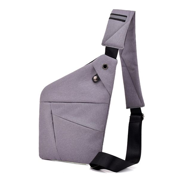 

multi pocket chest bag for male messenger bag men anti-theft sling men chest pack with headset interface gray
