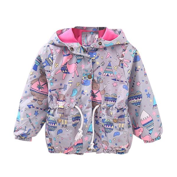 

kids outerwear jacket raincoat for girl new fashion autumn baby girls coat cute cartoon printed children, Blue;gray
