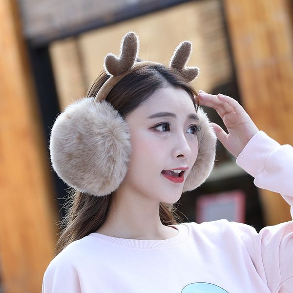 

climate women earmuffs ear warmer cover muff cute lovely deer horn antler warm ear muff kid muffs for women teenager girls, Blue;gray