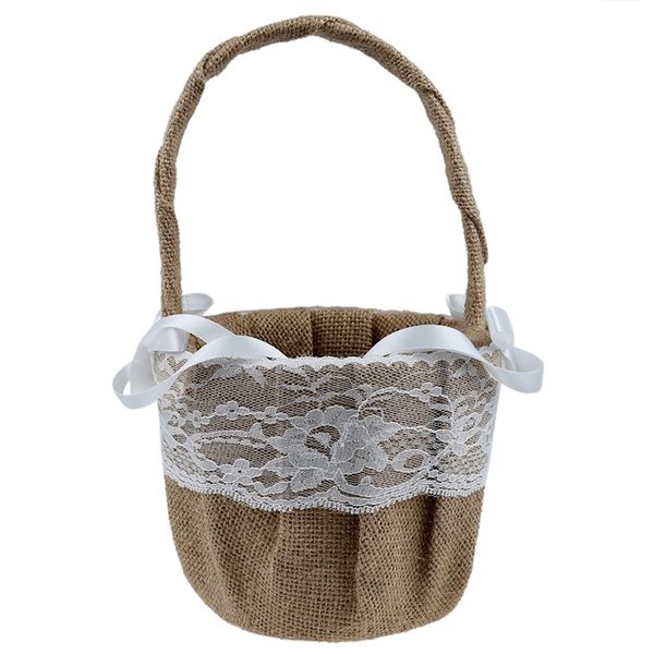 

vintage retro lace bow wedding flower girl basket other home decor