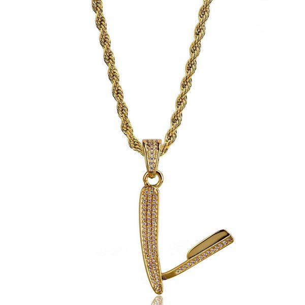 

18k gold plated pendant necklaces jewelry luxury fashion bling zircon micro paved razor style hip hop necklace wholesale ln159, Silver