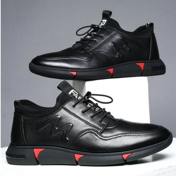 

spring new men fashion black sneakers men increase 8cm leather shoes zapatos hombre casual shoes a52-24