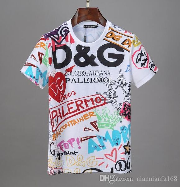 

Европа Париж Нью-D + G модельеры Лета Street т рубашка 5A + Высокого качество коротких рукавов tshits мужских женский пуловер Tee одежды 52