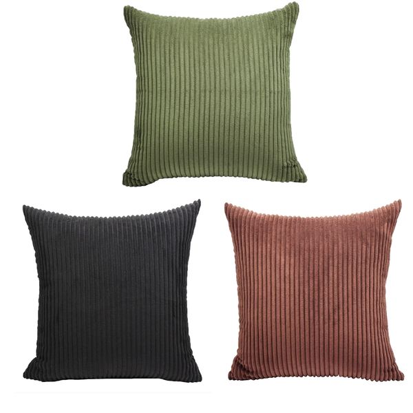 

3pcs corduroy square throw pillow covers case for sofa/bedroom/car- 50x50cm