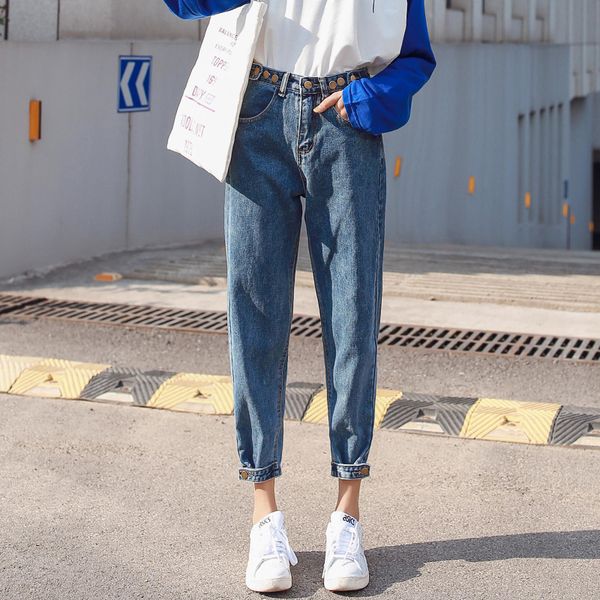 

vintage ladies boyfriend jeans for women mom high waisted jeans blue casual straight trousers korean streetwear denim pants