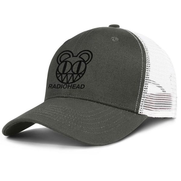

radiohead rock band logo army_green mens and women trucker cap ball cool custom plain hats, Blue;gray