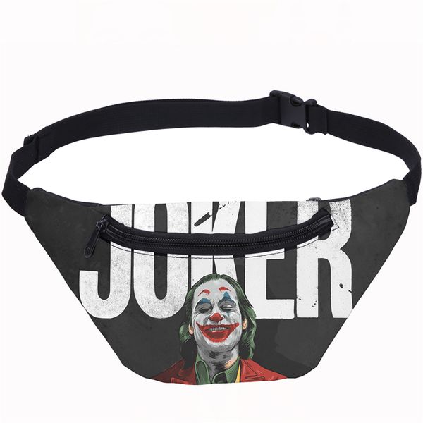 

3d the joker pattern men waist bags boys travel fanny pack cellphone belly pack for women banana belt bag
