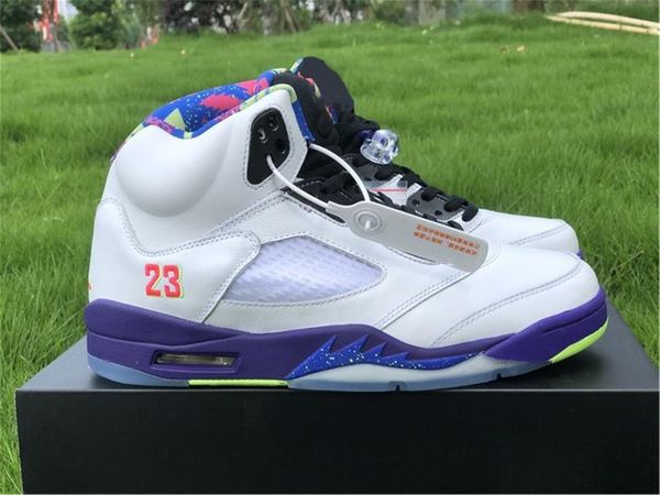 

2019 air 5 alternate bel-air basketball shoes white purple mandarin duckmen db3335-1001 men sports sneakers with box
