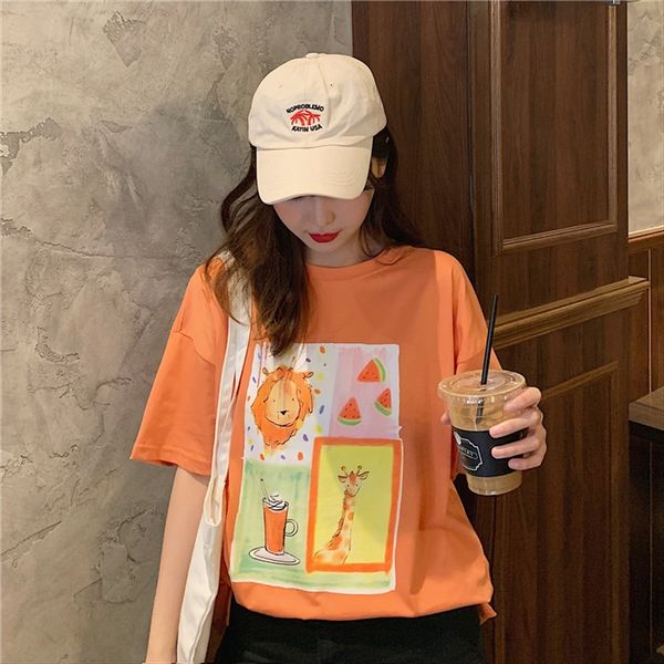 

8008 short-sleeved t-shirt female 2020 fashionable loose student large size women's dress 8008 short-sleeved t-shirt female 2020 fashio, White