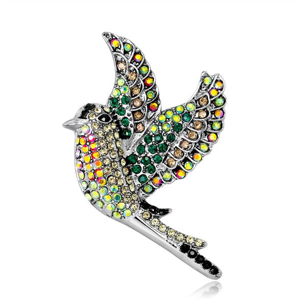 

rhine fashion animal brooch alloy insert drill bird brooch brooch chest flower wholesale, Gray