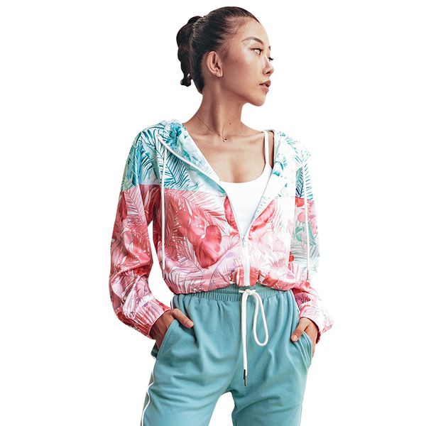 

2019 new autumn winter style yoga clothes gym speed dry clothes female outdoor sports coat printing running jacket female long-sleeve zipper, Black;red
