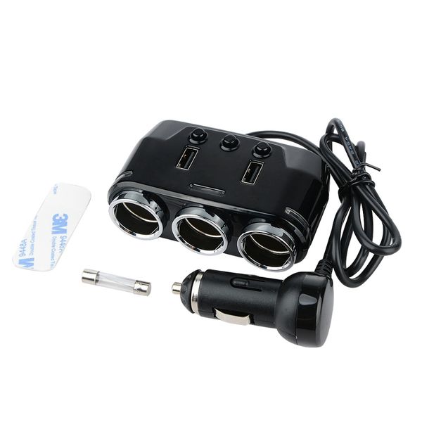 

3 way multi car cigarette lighter socket splitter dual usb charger power adapter 100w 150w voltage monitor for phone pad
