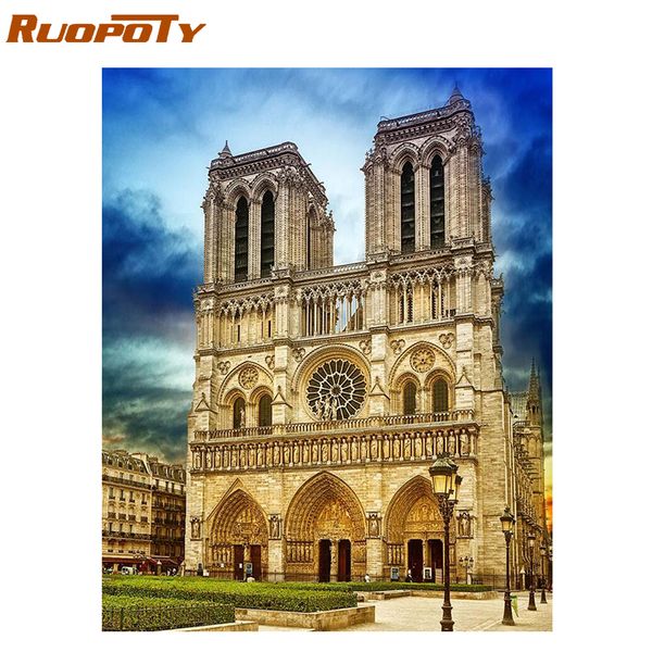 

ruopoty frame notre dame de paris diy painting by numbers landscape coloring by numbers kit wall art picture home decor artworks