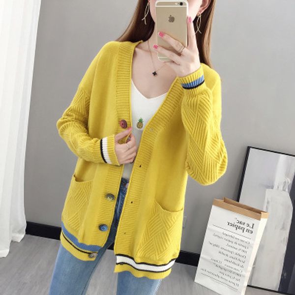 

sweater cardigan 2019 autumn women's knitted jacket spring and autumn tide eq, Black