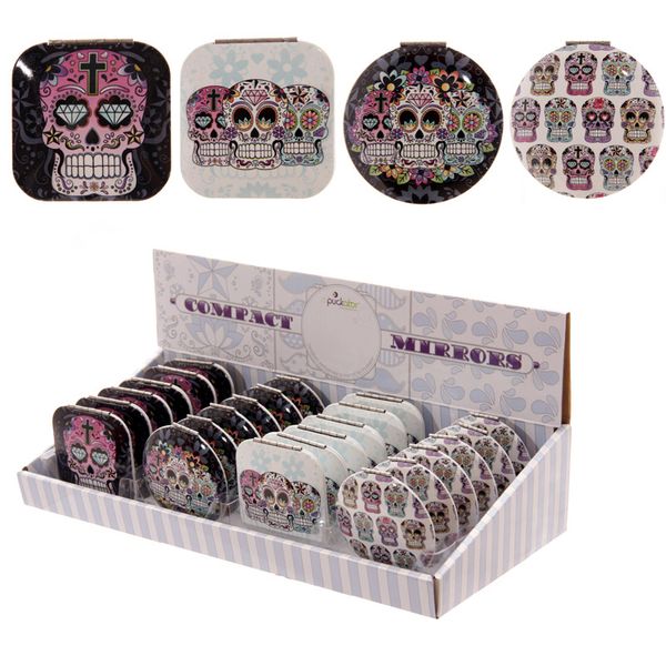 

1piece jewelry makeup mirror flower giant skull p mirror personalized compact glass picture