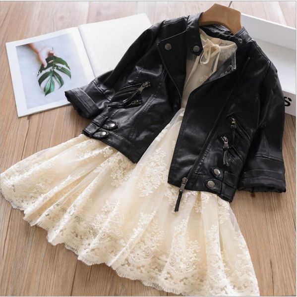 

2020 fall girl coat black children leather jacket fashion high-grade kids leather jacket european children clothes, Blue;gray