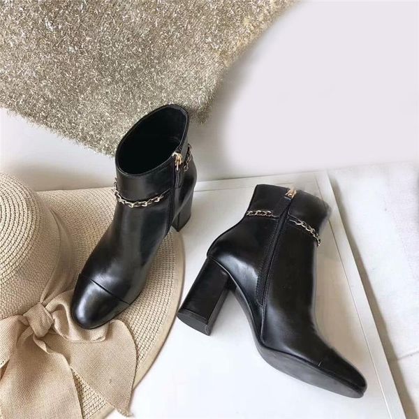 

2020 new authentic martin calfskin ankle boots women lace up leather black high heels boots g35008 x53109 94305 high heels with box