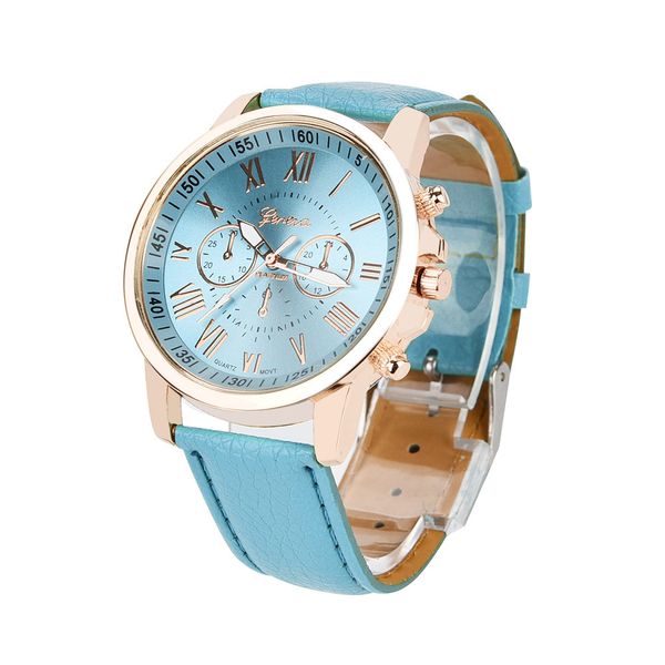 

women's geneva roman numerals faux leather analog quartz watch, Slivery;brown