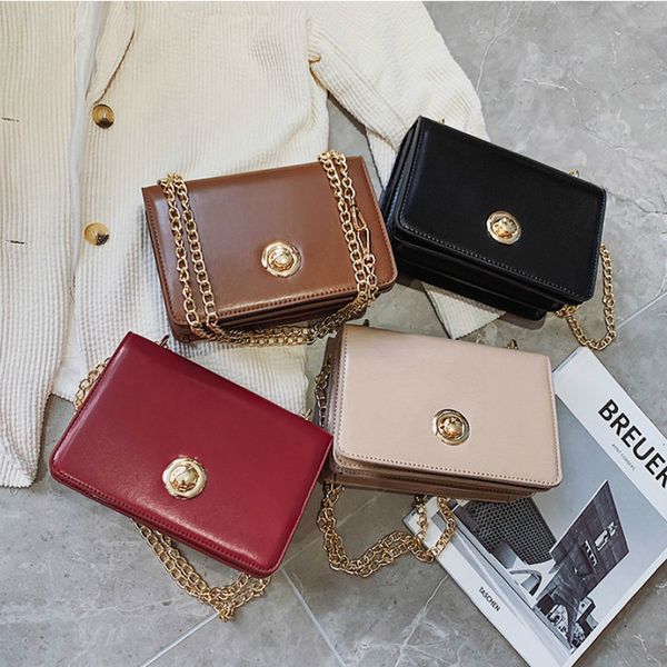 

2019 fashion new ladies chain shoulder bag simple lock pu small square bag ladies party shopping messenger bags