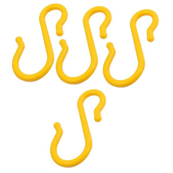 

4x yellow plastic s shape hook hanger clothes for shopping bag - 11.3cm*5cm