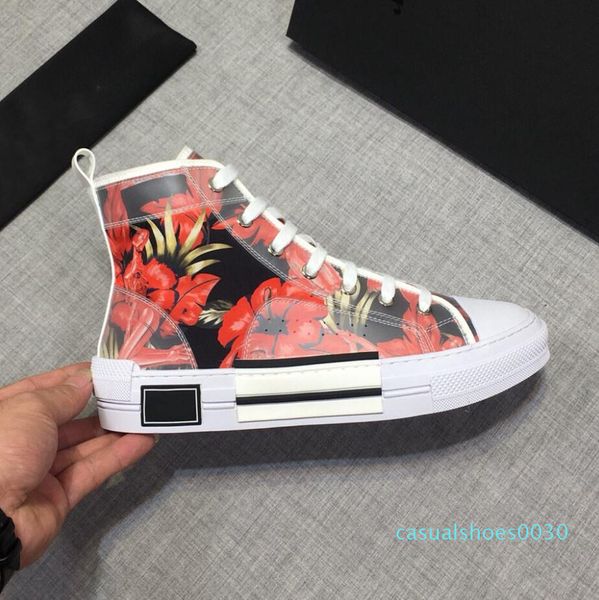 

новое высокое качество цветы технические canvas b23 high top косой вскользь mens роскошный дизайнерская обувь женская мода случайный 36-45 d, Black