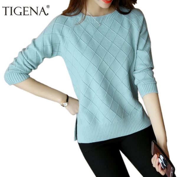 

tigena elegant winter sweater women jumper 2019 casual long sleeve knitted pullover and sweater female black pink pull femme, White;black